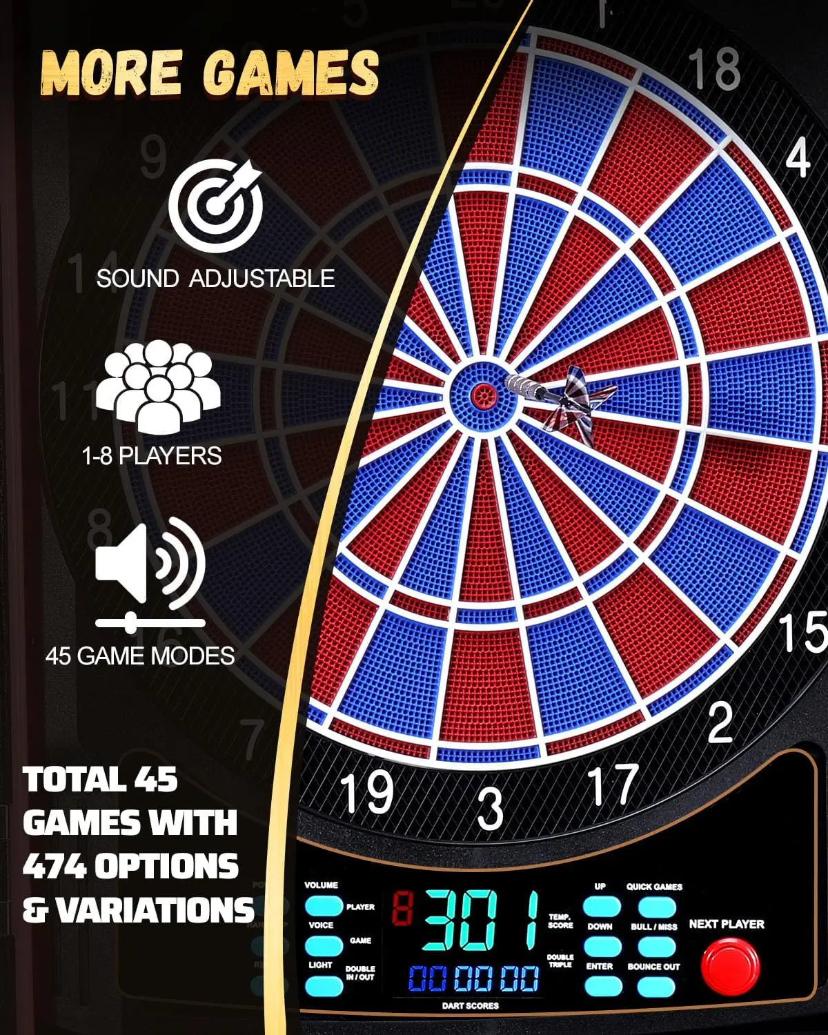 Electronic Dart Board, Electri - Electronic Dartboard Cabinet recension och pris